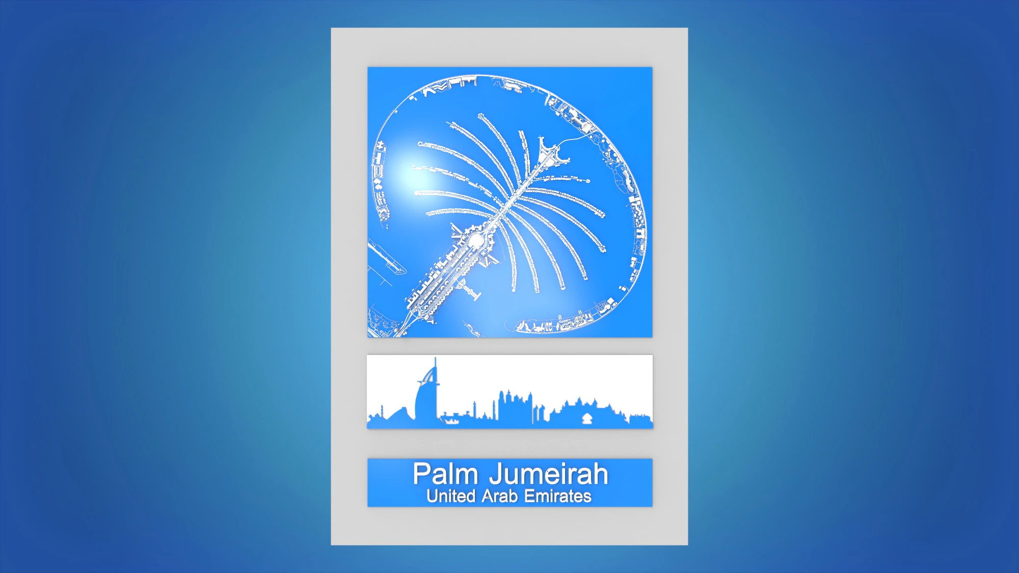 The Palm Jumeirah Island Dubai UAE 3D Model .c4d .max .obj .3ds .fbx .stl .blend