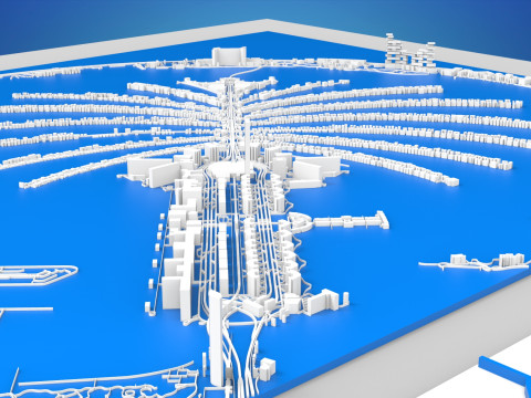 The Palm Jumeirah Island Dubai UAE 3D Model
