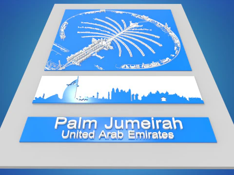 The Palm Jumeirah Island Dubai UAE 3D Model