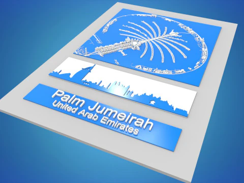 The Palm Jumeirah Island Dubai UAE 3D Model