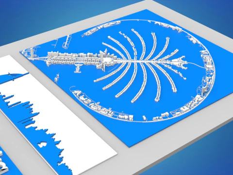 The Palm Jumeirah Island Dubai UAE 3D Model