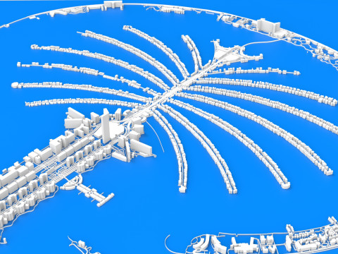 The Palm Jumeirah Island Dubai UAE 3D Model