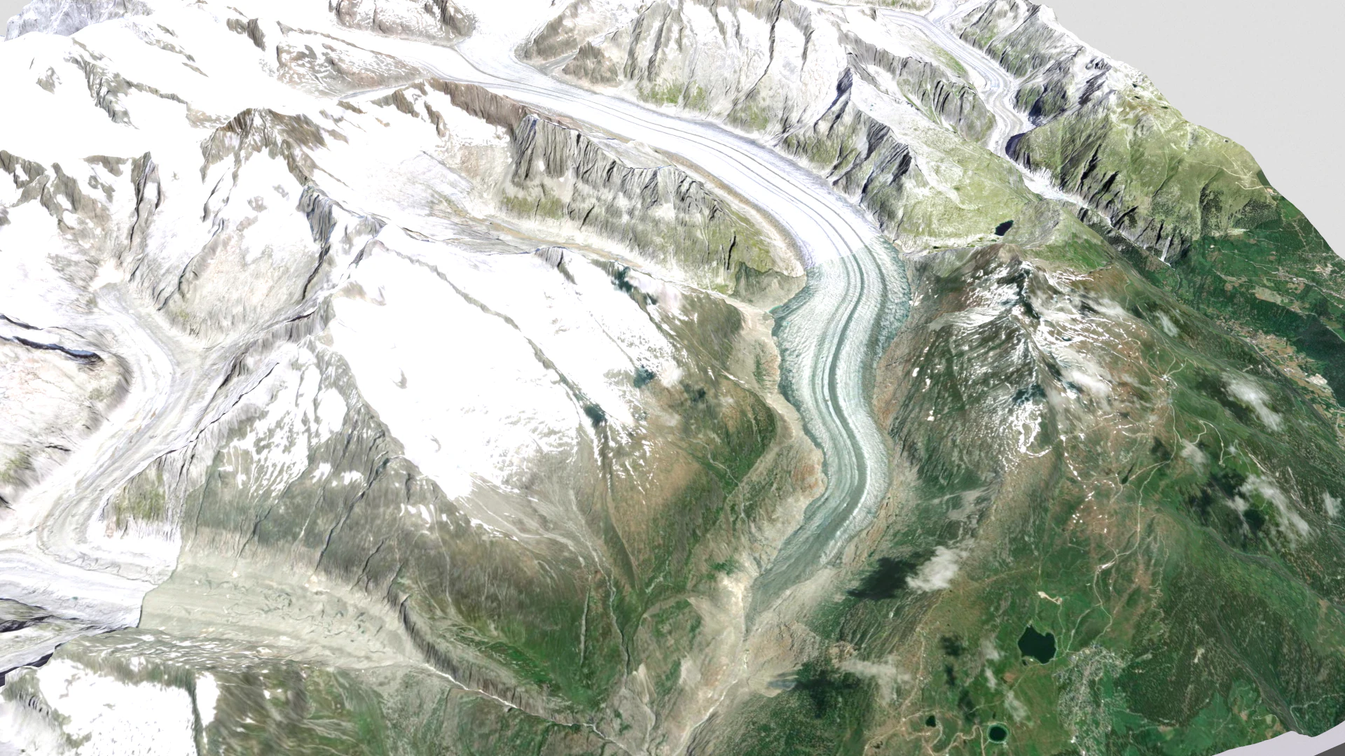 The Aletsch Glacier Bernese Alps Switzerland 3D Model .c4d .max .obj .3ds .fbx .stl .blend 