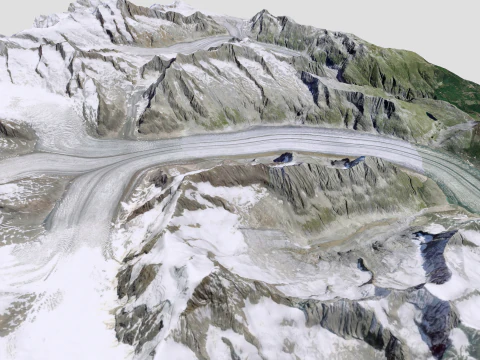 The Aletsch Glacier Bernese Alps Switzerland 3D Model