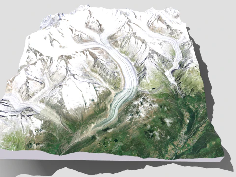 The Aletsch Glacier Bernese Alps Switzerland 3D Model