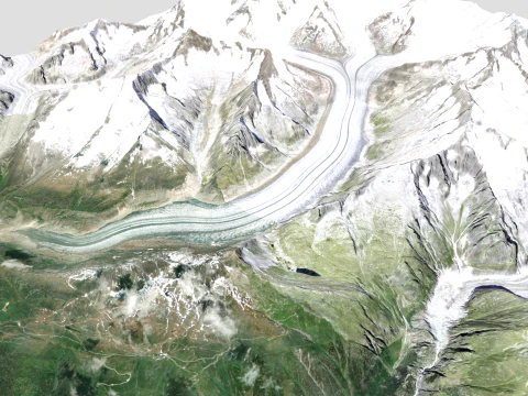 The Aletsch Glacier Bernese Alps Switzerland 3D Model