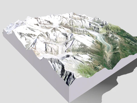 The Aletsch Glacier Bernese Alps Switzerland 3D Model