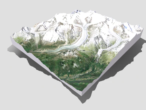 The Aletsch Glacier Bernese Alps Switzerland 3D Model