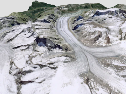 The Aletsch Glacier Bernese Alps Switzerland 3D Model