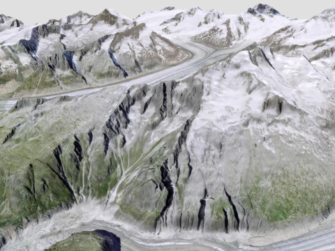 The Aletsch Glacier Bernese Alps Switzerland 3D Model