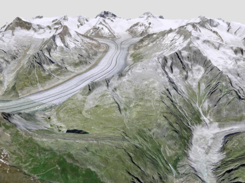 The Aletsch Glacier Bernese Alps Switzerland 3D Model