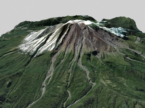 Mountain landscape Volcano Calbuco Andes Mountains Chile 3D Model