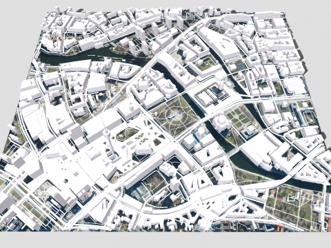 Cityscape Berlin Germany fragment city Berliner Fernsehturm Modèle 3D