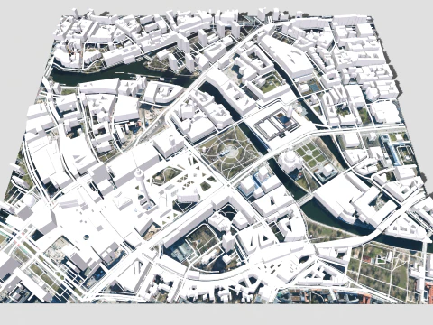 Cityscape Berlin Germany fragment city Berliner Fernsehturm 3D Model