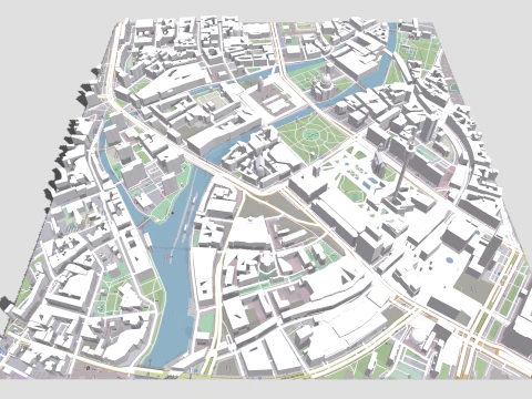 Cityscape Berlin Germany fragment city Berliner Fernsehturm 3D Model