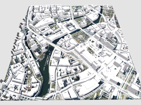 Cityscape Berlin Germany fragment city Berliner Fernsehturm 3D Model