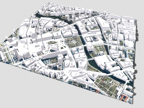 Cityscape Berlin Germany fragment city Berliner Fernsehturm Modèle 3D