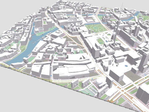 Cityscape Berlin Germany fragment city Berliner Fernsehturm Modèle 3D