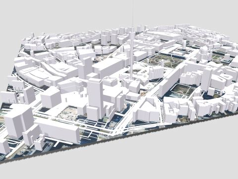 Cityscape Berlin Germany fragment city Berliner Fernsehturm Modèle 3D