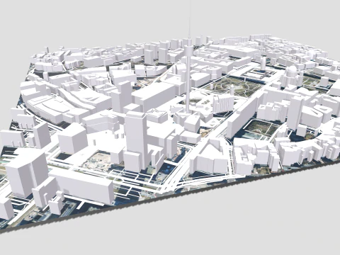 Cityscape Berlin Germany fragment city Berliner Fernsehturm 3D Model