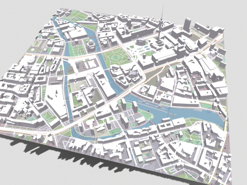 Cityscape Berlin Germany fragment city Berliner Fernsehturm Modèle 3D