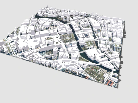 Cityscape Berlin Germany fragment city Berliner Fernsehturm 3D Model