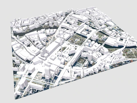 Cityscape Berlin Germany fragment city Berliner Fernsehturm 3D Model