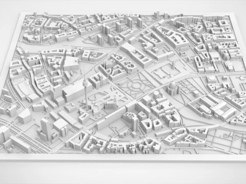 Paisagem urbana Berlim Alemanha fragmento cidade Berliner Fernsehturm Modelo de Impressão 3D