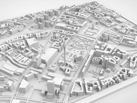 Paisagem urbana Berlim Alemanha fragmento cidade Berliner Fernsehturm Modelo de Impressão 3D