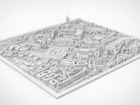 Paisagem urbana Berlim Alemanha fragmento cidade Berliner Fernsehturm Modelo de Impressão 3D