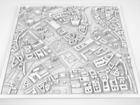 Cityscape Berlin Germany fragment city Berliner Fernsehturm 3D Print Model