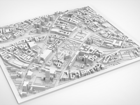 Cityscape Berlin Germany fragment city Berliner Fernsehturm 3D Print Model