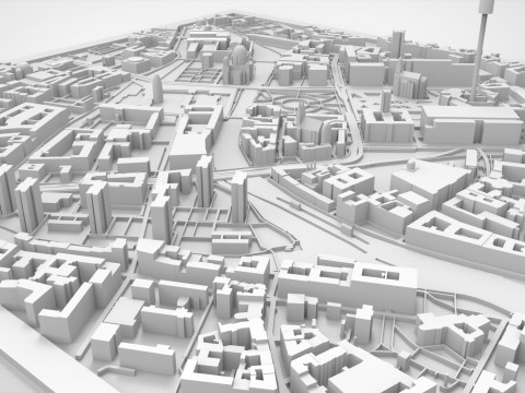 Cityscape Berlin Germany fragment city Berliner Fernsehturm 3D Print Model