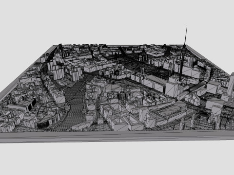 Cityscape Berlin Germany fragment city Berliner Fernsehturm 3D Print Model