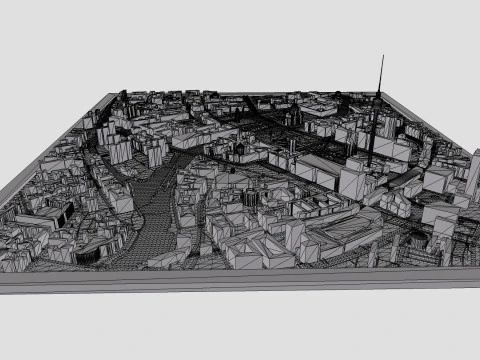 Paisagem urbana Berlim Alemanha fragmento cidade Berliner Fernsehturm Modelo de Impressão 3D