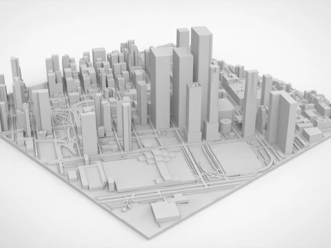 Cityscape New York USA fragment city 3D Model