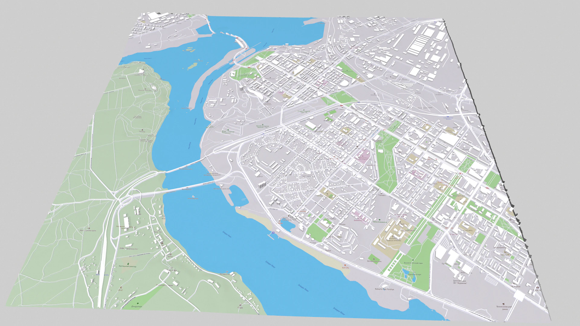Cityscape Zaporozhye Ukraine 3D Model .c4d .max .obj .3ds .fbx .stl .blend 