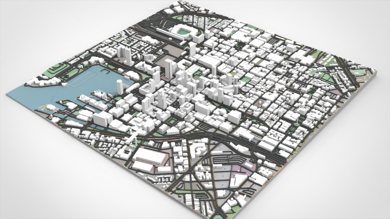 Cityscape Baltimore Downtown USA fragment city 3Dモデル .c4d .max .obj .3ds .fbx .stl .blend