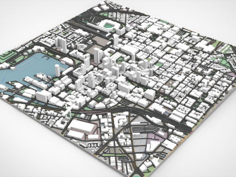 Cityscape Baltimore Downtown USA fragment city Modelo 3D