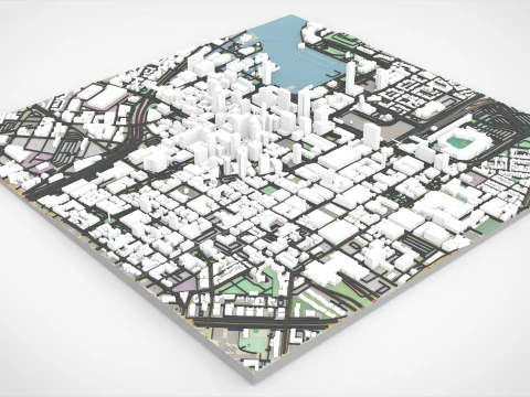 Cityscape Baltimore Downtown USA fragment city 3D Model