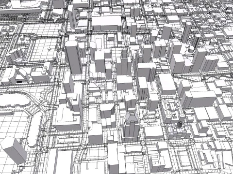 Cityscape Baltimore Downtown USA fragment city 3D Model