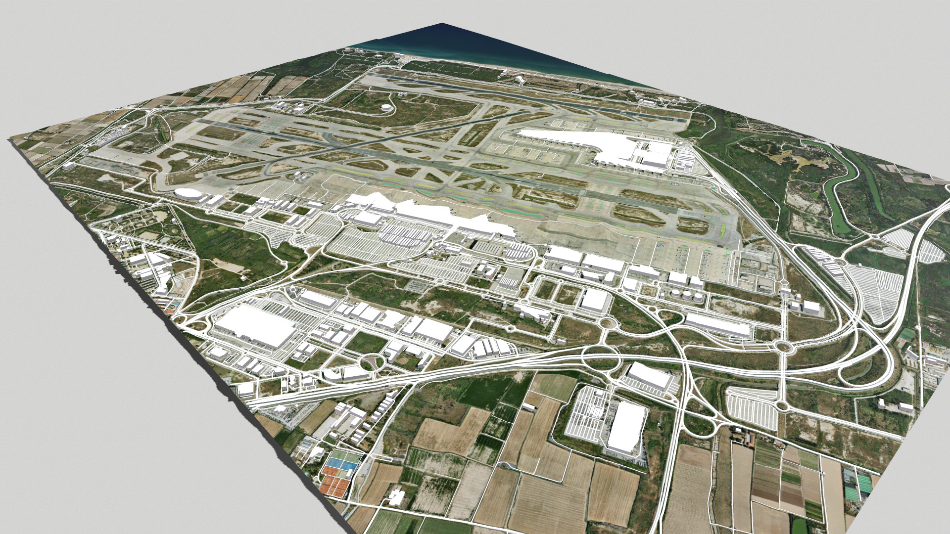 Barcelona El Prat Airport Josep Tarradellas 3D Model .c4d .max .obj .3ds .fbx .stl .blend 
