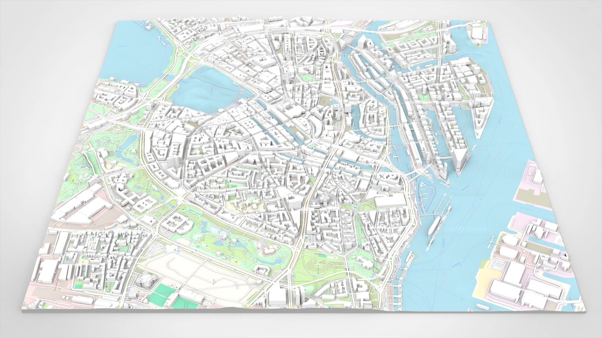 Cityscape Hamburg Germany 3D Model .c4d .max .obj .3ds .fbx .stl .blend 