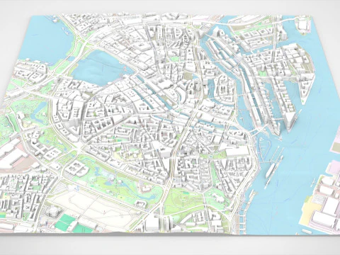 सिटीस्केप हैम्बर्ग जर्मनी 3D मॉडल