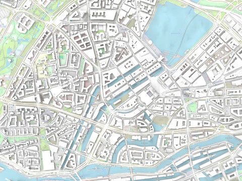 Cityscape Hamburg Germany 3D Model