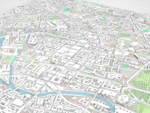 Cityscape Berlin Germany 3D 모델