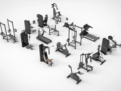 Equipos de gimnasio en casa y m&aacute;quinas de gimnasio comerciales. Modelo 3D
