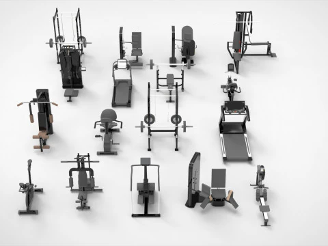 Equipos de gimnasio en casa y m&aacute;quinas de gimnasio comerciales. Modelo 3D
