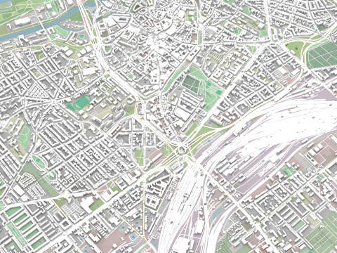 Cityscape Halle Germany 3D Model