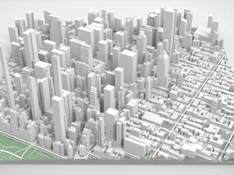 Городской пейзаж Нью-Йорка США фрагмент города 3D Модель